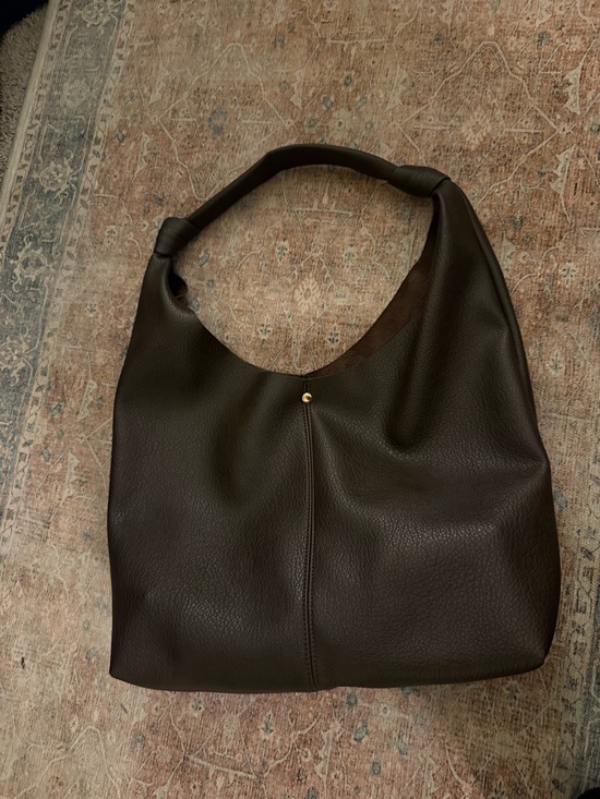Anthropologie Handbags - Anthropologie Dark Brown Pebbled Leather Hobo Bag + Pouch